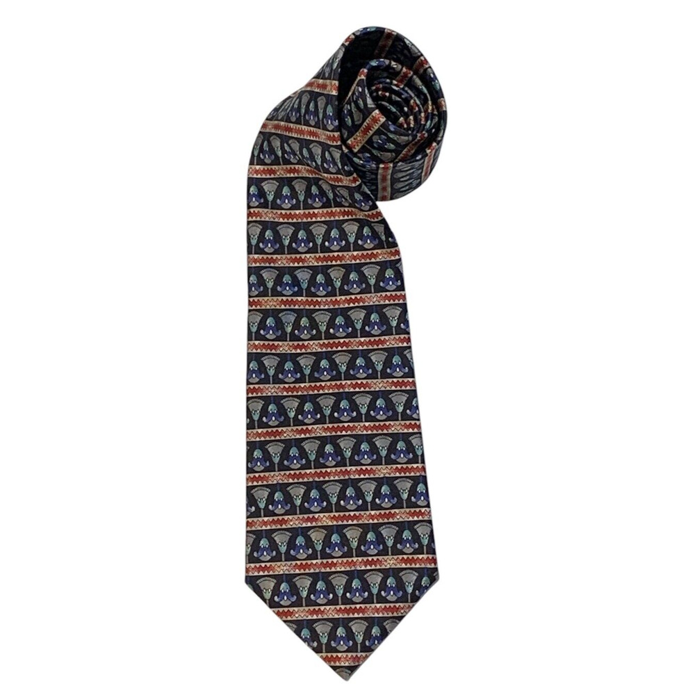 Vintage Metropolitan Museum of Art Necktie Tie The MET Gala Party 100% Silk Blue